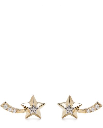 Adina Reyter 14k Yellow Shooting Star Stud Earrings - White
