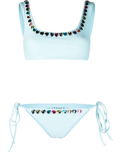 Oceanus Delphine Crystal-embellished Bikini - Women's - Polyamide/lycra - Blue
