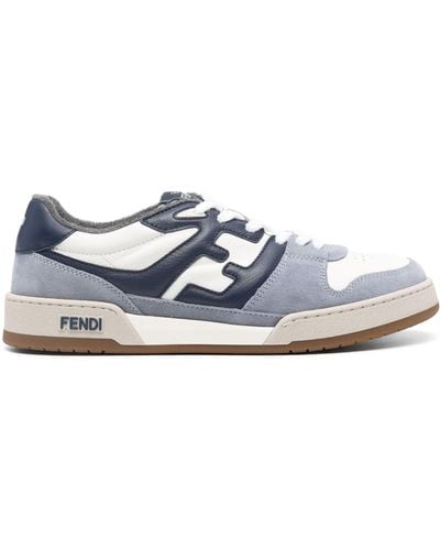 Fendi Match Paneled Suede Sneakers - Blue