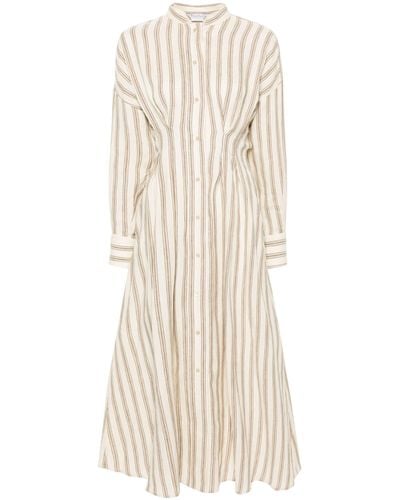 Max Mara Neutral Striped Linen Shirt Dress - Women's - Linen/flax - Natural