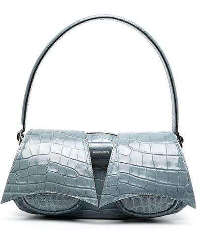 16Arlington Kikka Crocodile-effect Leather Shoulder Bag - Blue