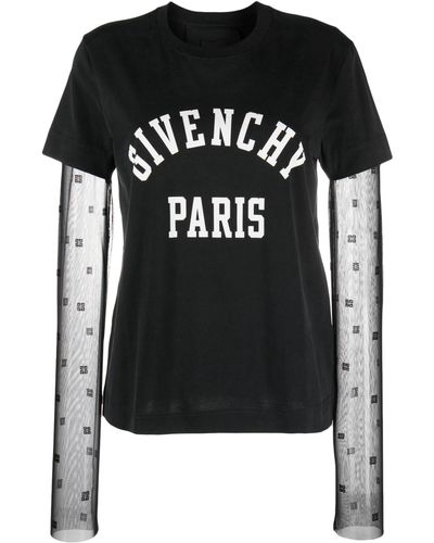 Givenchy 4g-motif Mesh-sleeves T-shirt - Women's - Polyamide/elastane/cotton - Black