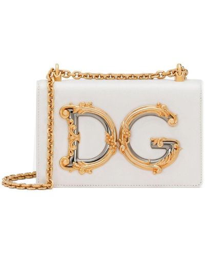 Dolce & Gabbana White Dg Girls Leather Cross Body Bag - Women's - Lambskin - Natural