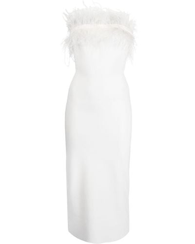 STAUD Nellie Feather-trim Midi Dress - White