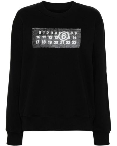 MM6 by Maison Martin Margiela Numbers-appliqué Cotton Sweatshirt - Black