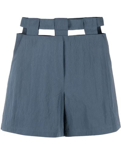 Elleme Cut-out High Waist Shorts - Blue