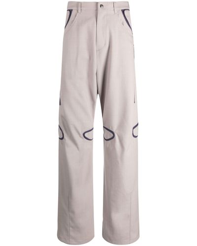Kiko Kostadinov Neutral Giran Piped Straight-leg Pants - Men's - Virgin Wool/polyester/cotton - Gray