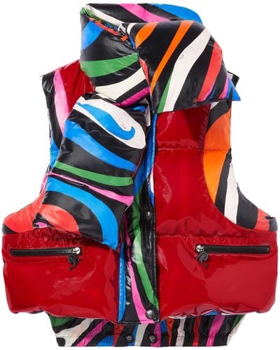 Emilio Pucci Marmo-print Quilted Gilet - Women's - Polyethylene - Red