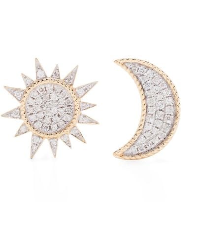 Yvonne Léon 18k Yellow Soleil & Lune Diamond Stud Earrings - White