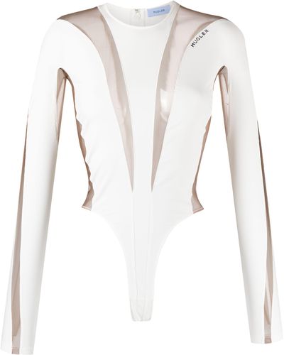 Mugler Illusion Sheer-details Bodysuit - White