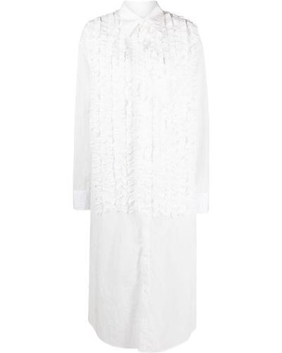 Christopher John Rogers Ruffled Shirt Dress - Women's - Nylon - White