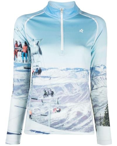 Perfect Moment Photograph-print Thermal Ski Base Layer - Women's - Polyester - Blue