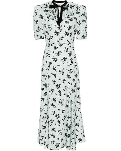 Alessandra Rich Floral-print Silk Dress - Women's - Silk/cupro/polyamide - White