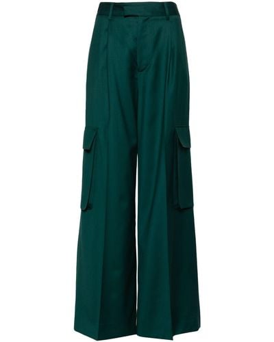 Amiri Wide-leg Cargo Wool Trousers - Green