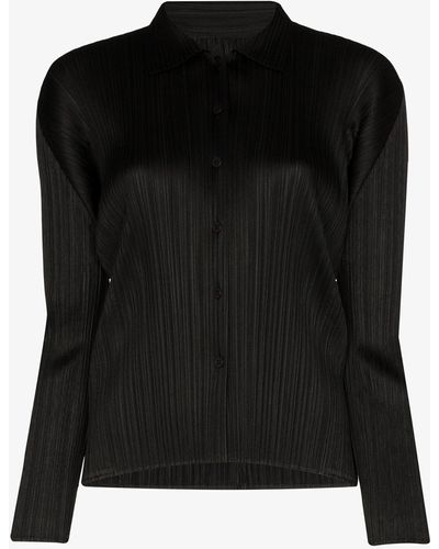 Pleats Please Issey Miyake Basics Plissé Shirt - Women's - Polyester - Black