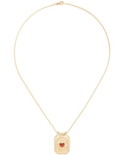 Marie Lichtenberg 18k Yellow Heart Scapular Diamond Necklace - White