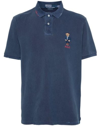 Polo Ralph Lauren Polo Bear Cotton Polo Shirt - Blue