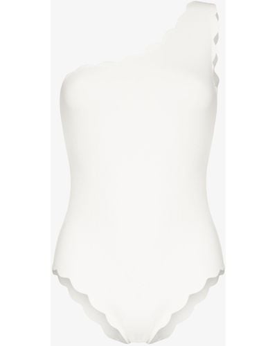 Marysia Swim Santa Barbara Scalloped Asymmetric Swimsuit - Women's - Elastane/polyamide - White