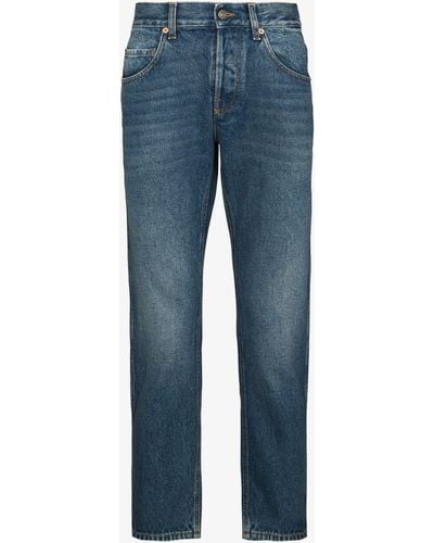 Gucci Cropped Straight Leg Jeans - Men's - Cotton/calf Leather - Blue
