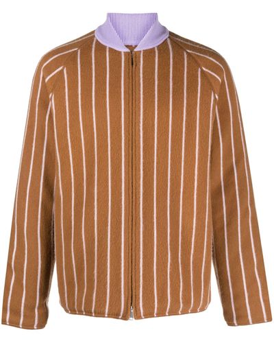 Zegna Stripe-pattern Cashmere Jacket - Brown