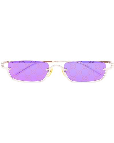 Gucci -tone Logo Print Rectangular Sunglasses - Unisex - Purple
