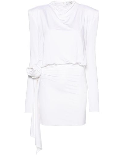 Magda Butrym White Rose-appliqué Draped Mini Dress - Women's - Spandex/elastane/viscose