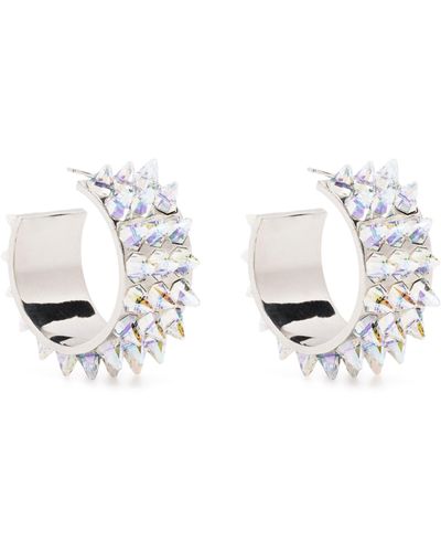 AMINA MUADDI -tone Large Karma Crystal Spike Hoop Earrings - White