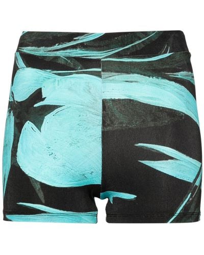 Louisa Ballou Turquoise Flower Mini Shorts - Women's - Elastane/cupro - Green