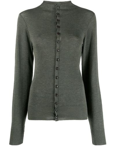 Lemaire High-neck Wool Cardigan - Green
