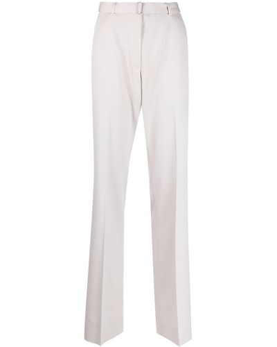 Lanvin Belted Wool Straight-leg Trousers - White
