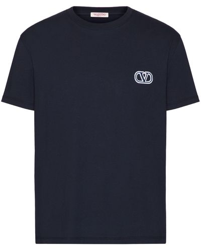 Valentino Garavani Vlogo Signature Cotton T-shirt - Men's - Cotton/polyester - Blue