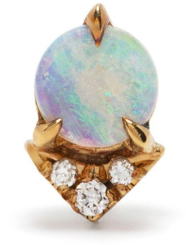Lizzie Mandler 18k Yellow Diamond And Opal Stud Earring - Women's - 18kt Yellow /diamond/opal - White