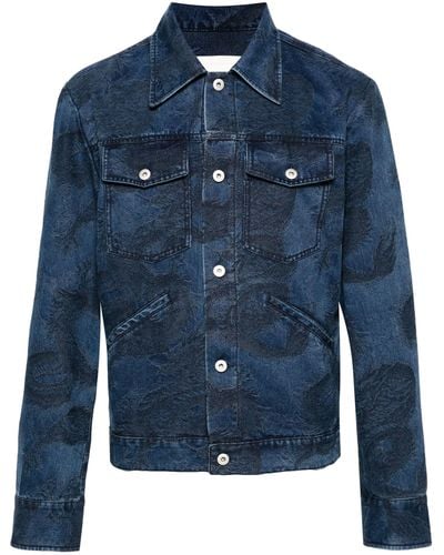 Feng Chen Wang Dragon-jacquard Denim Jacket - Men's - Cotton/polyester - Blue
