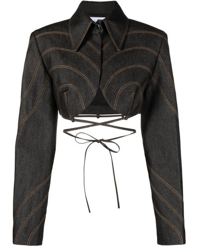 Aleksandre Akhalkatsishvili Gray Cropped Denim Blazer - Women's - Cotton - Black