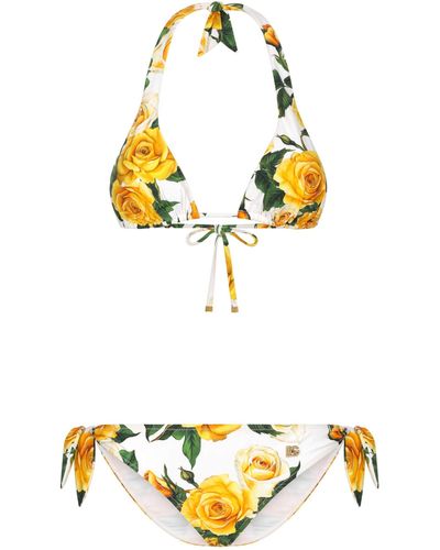 Dolce & Gabbana Flower Print Bikini Set - Yellow