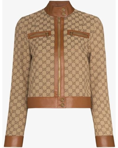 Gucci Brown gg Supreme Biker Jacket - Multicolour
