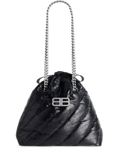 Balenciaga Crush Small Leather Tote Bag - Black
