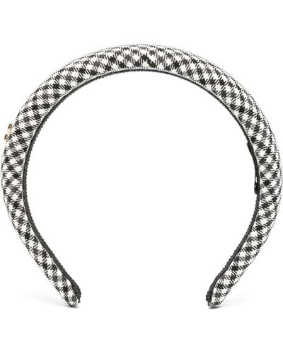 Miu Miu Logo-plaque Gingham Headband - Women's - Fabric - Black