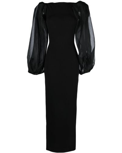 Solace London Karla Crepe And Organza Maxi Dress - Black