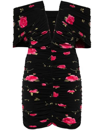 Magda Butrym Floral-print Ruched Mini Dress - Women's - Polyamide/elastane - Black