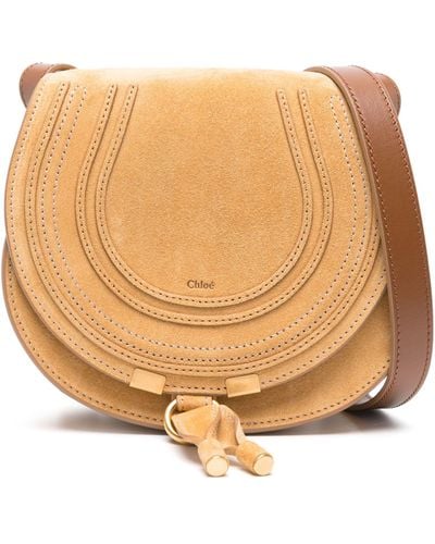 Chloé Marcie Small Suede Cross Body Bag - Natural