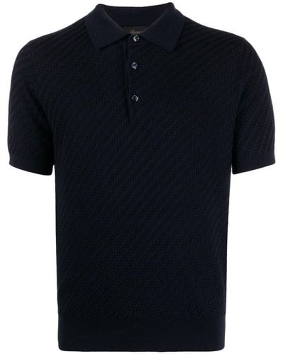 Brioni Waffle-Knit Polo Shirt - Black