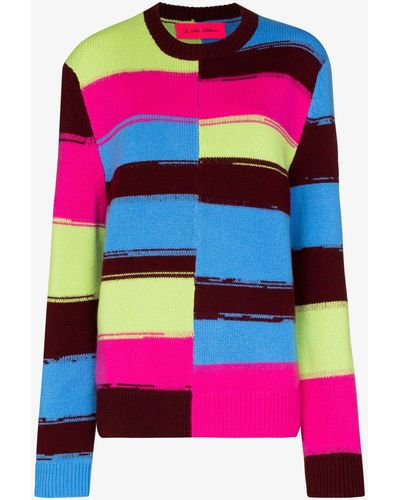 The Elder Statesman Scarf Stripe Cashmere Sweater - Women's - Cashmere - Pink