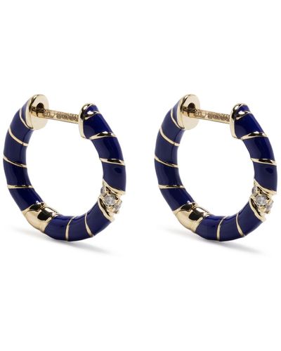 Yvonne Léon 9k Yellow Gold Mini Torsade Diamond Hoop Earrings - Blue