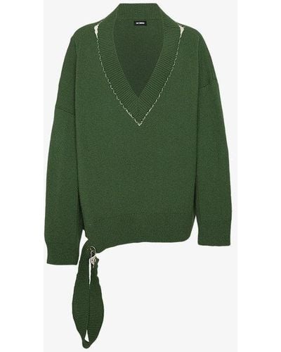 Raf Simons V-neck Oversized Sweater - Green