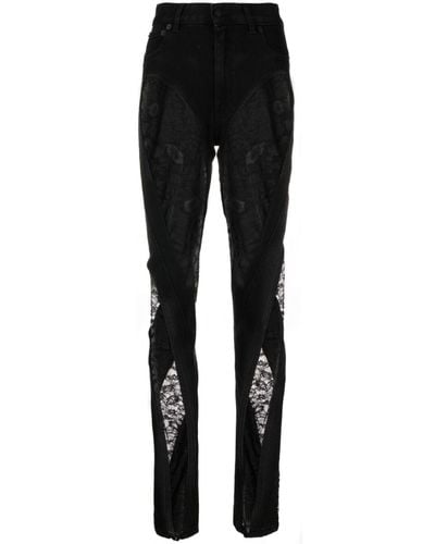 Mugler Spiral Mesh-panelled Skinny Jeans - Women's - Elastane/cotton - Black