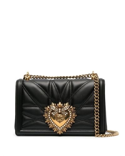 Dolce & Gabbana Devotion Leather Shoulder Bag - Black