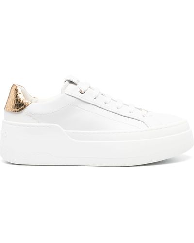 Ferragamo Platform Leather Sneakers - White