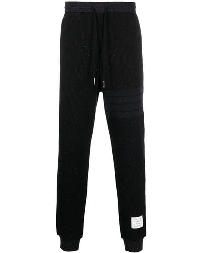 Thom Browne Flecked Knitted Track Trousers - Black