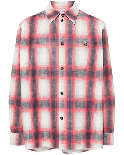 Bottega Veneta Plaid-check Leather Shirt - Pink